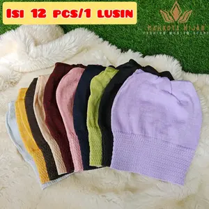 12 PCS/1 LUSIN ciput rajut anti pusing daleman kerudung bandana hijab Dalaman Dewasa Wanita