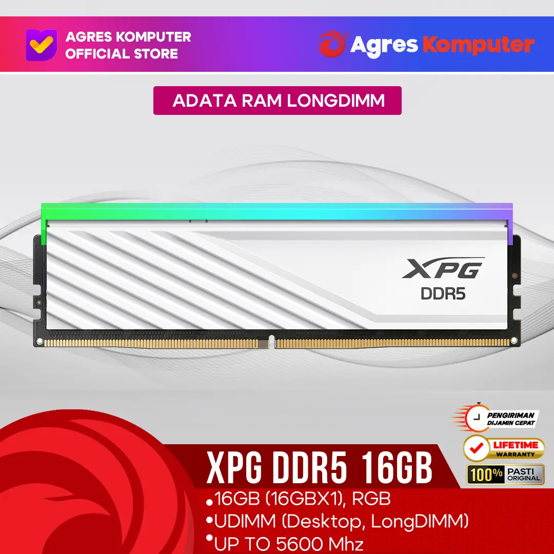 ADATA XPG RAM LONGDIMM DDR5 16GB (16GBX1) 5600MHZ LANCER BLADE RGB WHITE