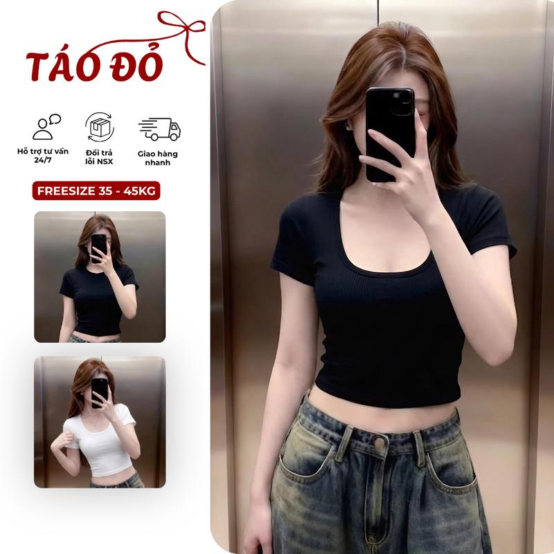 ÁO THUN TRƠN BASIC DÁNG CROPTOP ÔM BODY CHO NỮ