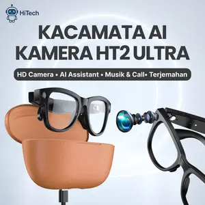 Kacamata AI Kamera HT2 Ultra – 1200p Video Stabilizer, Smartglasses Rekam + Charging Case 3600mAh, Bluetooth AI Voice Assistant