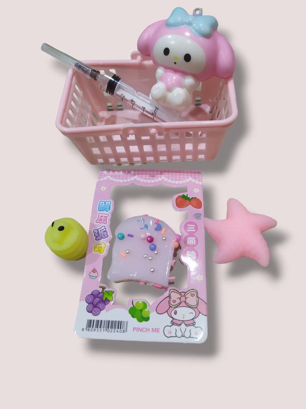 Mainan Squishy Karakter Sanrio mini dan jelly suntik satu set cute Viral splat toys 2