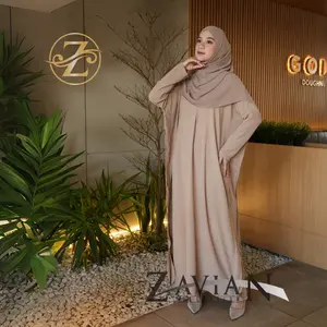 Zavian Abaya Kaftan madina Crinkle Air flow / Basic Abaya Dubai Wanita Remaja Kekinian ukuran S M L XL XXL Muslim Airflow Gamis Lebaran Dress Dewasa Hitam Mewah Kondangan Maxi Syari Simple Panjang