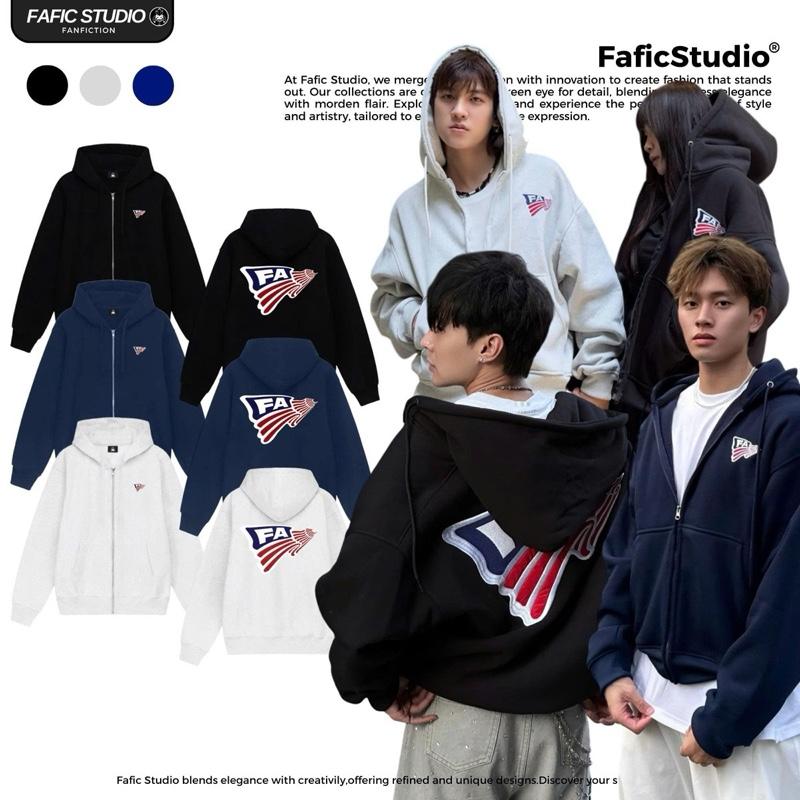 Áo khoác zip dây kéo nỉ Bông FLAG FAFIC thêu khoác Jacket FAFIC studio 400gsm NAM NỮ UNISEX FAFIC STUDIO