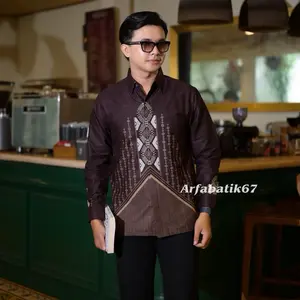 Liontin MAHOGANY Kemeja batik pria lengan panjang katun prima premium lapis furing hero ready seragaman by arfabatik67 Atasan Baju Batik