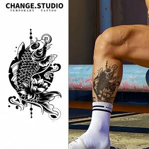 Hình Xăm Tạm Thời, Thiết Kế Cánh Tay Hoa Cá Vàng Lớn, Kéo Dài Trong 15 Ngày, Không Thấm Nước, Không Sợ Ma Sát Miếng Dán Hình Xăm