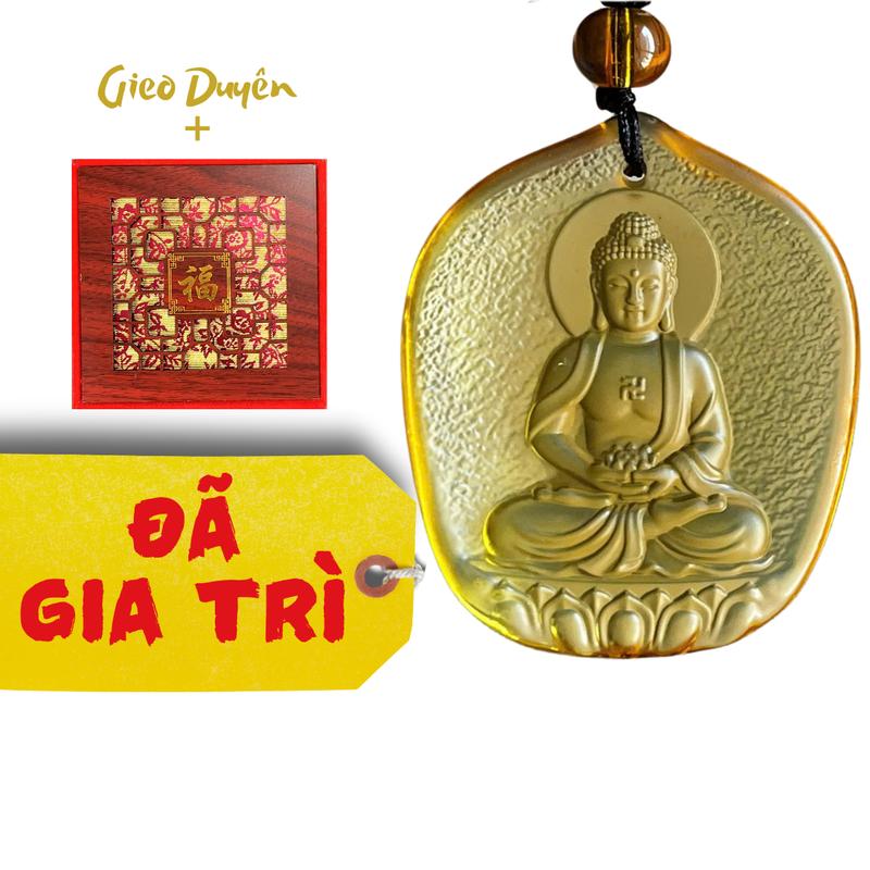 Dây Chuyền Phật Bổn Mạng (Phật Bản Mệnh) Đá Lưu Ly Nhân Tạo Màu Vàng, Tịnh Vân An Nhiên Shop, Kích Thước Mặt 4.5x4cm, Chạm Khắc Tinh Xảo, Hỗ Trợ Nhắc Nhở Hướng Thiện, Giúp Tâm Bình An, Trợ Duyên Tu Tập, Trang Sức Phật Giáo [Gieo Duyên Trong Live]