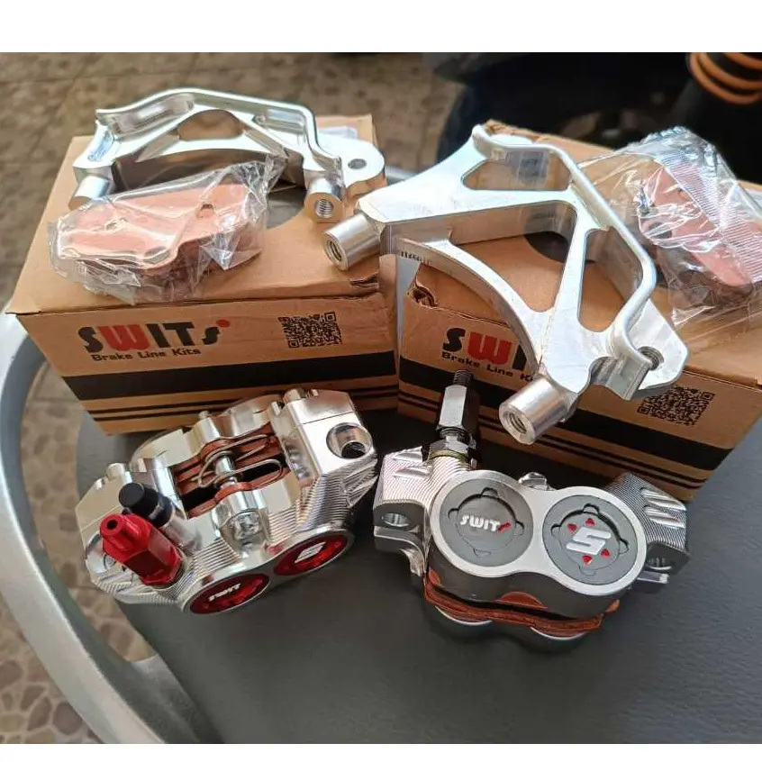KALIPER SWITS MODEL FORMULA 4P 4 PISTON JRP TRACKTION SET BREKET CNC DISC 220 DAN 260 MM VARIO BEAT SCOOPY GENIO