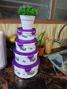 Product Review of RUMALIVING 4 PCS Set Flower Printing Bowls Set Food Container With Lids from G** A**a 0