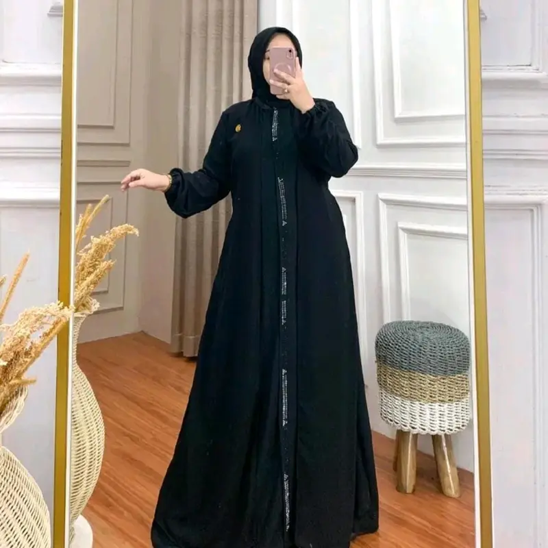 Gamis Set Hijab Terbaru Termurah | Gamis Viral Terlaris | Crinkle Kombinasi Ceruty | Gamis lebaran 2024 Muslim Cantik Syari Nyaman Panjang Wanita Formal Simple Dress Mewah 2