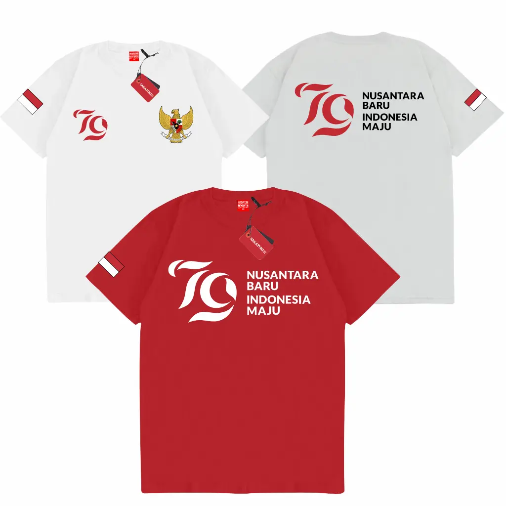 SAKAZUKI Kaos Baju Distro 79 Tahun Nusantara Indonesia Maju Pria Wanita T shirt Cowok Cewek Cotton Combed 24s Anime Tshirt Baju Merah Putih Unisex 17 Agustusan Wonderful Pesona Pahlawan Kita Keren Damn I Love Peta INDONESIA Tulisan NASIONALISME PANCASILA