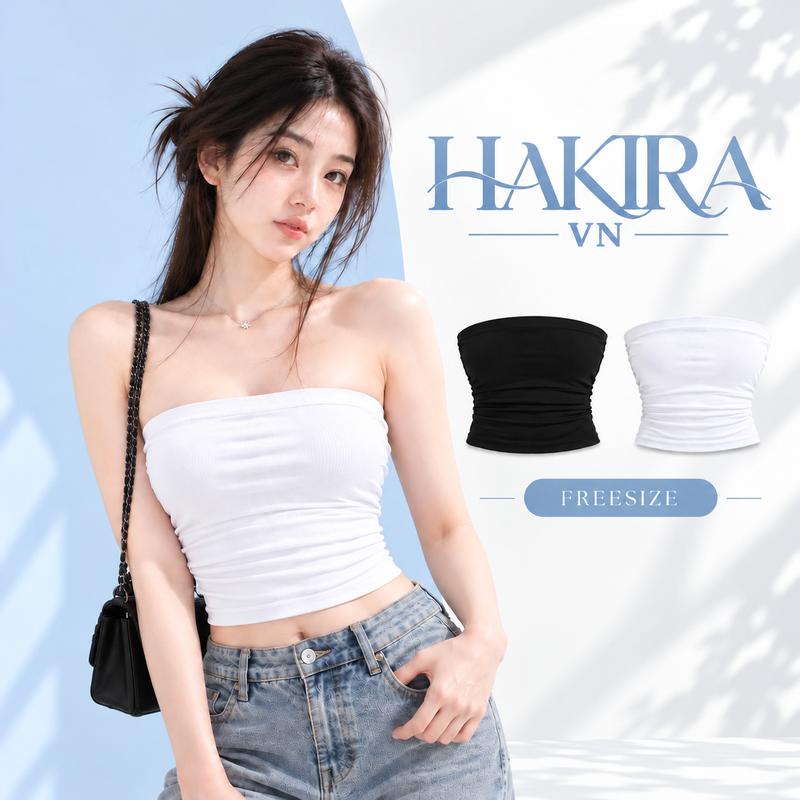 Áo ống nữ HAKIRA VN không mút ôm body tối giản chất thun tăm co giãn mềm mịn