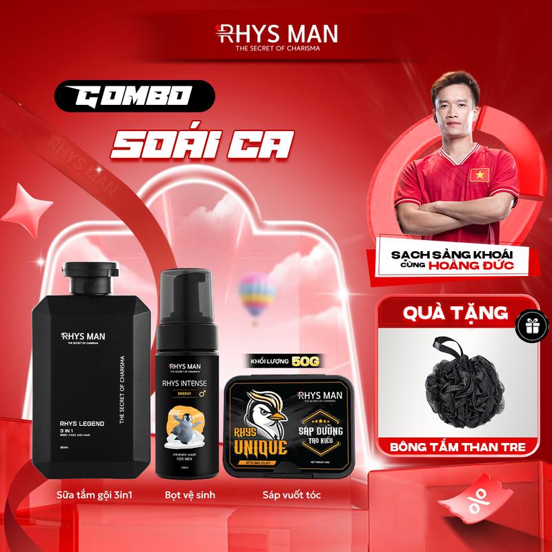 Combo Soái Ca: Sữa tắm gội 3in1 350ml & Xịt bọt vệ sinh bạc hà 100ml & Sáp 50g Dưỡng Da Body Làm Đẹp Da Dưỡng Body