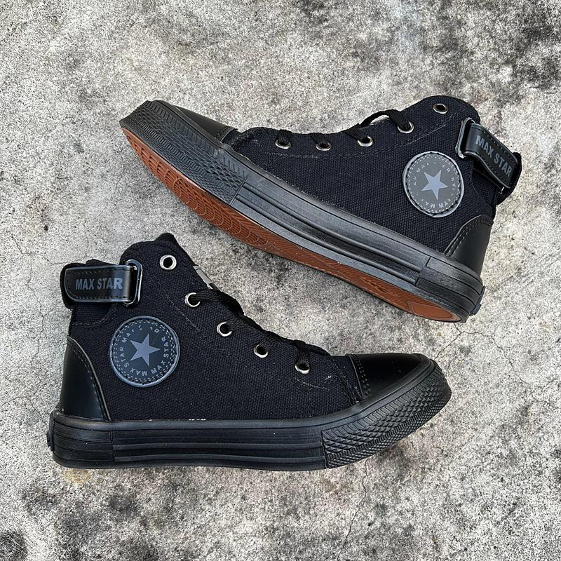 Product Introduction of MAX STAR Sepatu Sekolah Anak Laki Laki Boot Velcro Full Hitam Size 31-38 Fashion 1