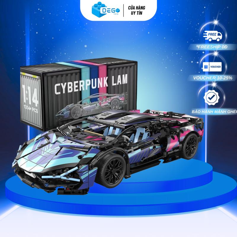 [ Điều Khiển Được ] Mô hình lắp ráp siêu xe lambogini cyperpunk tỉ lệ 1:14 , đồ chơi lắp ráp xe lamboghini phối màu cyperpunk MK6002 - Autospeedbrick Bộ Lắp Ráp Tháo Lắp Toy Xe Đua Xếp Hình