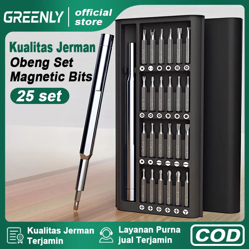 GREENLY German Tool Obeng Presisi Magnetic Bits 25/32/117 in 1 Screwdriver Set Set Reparasi Lengkap Precision Alat Mini Reparasi Service Hp Laptop Komputer PC Serbaguna