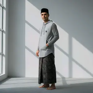 ROSAL Rompi Solat Hoodie Pria Koko Kurta Clasik Terbaru Free Peci Rajut Tasbih Digital Bahan Baby Terry Variasi Warna Abu Muda Abu Tua Navy Hitam Maroon