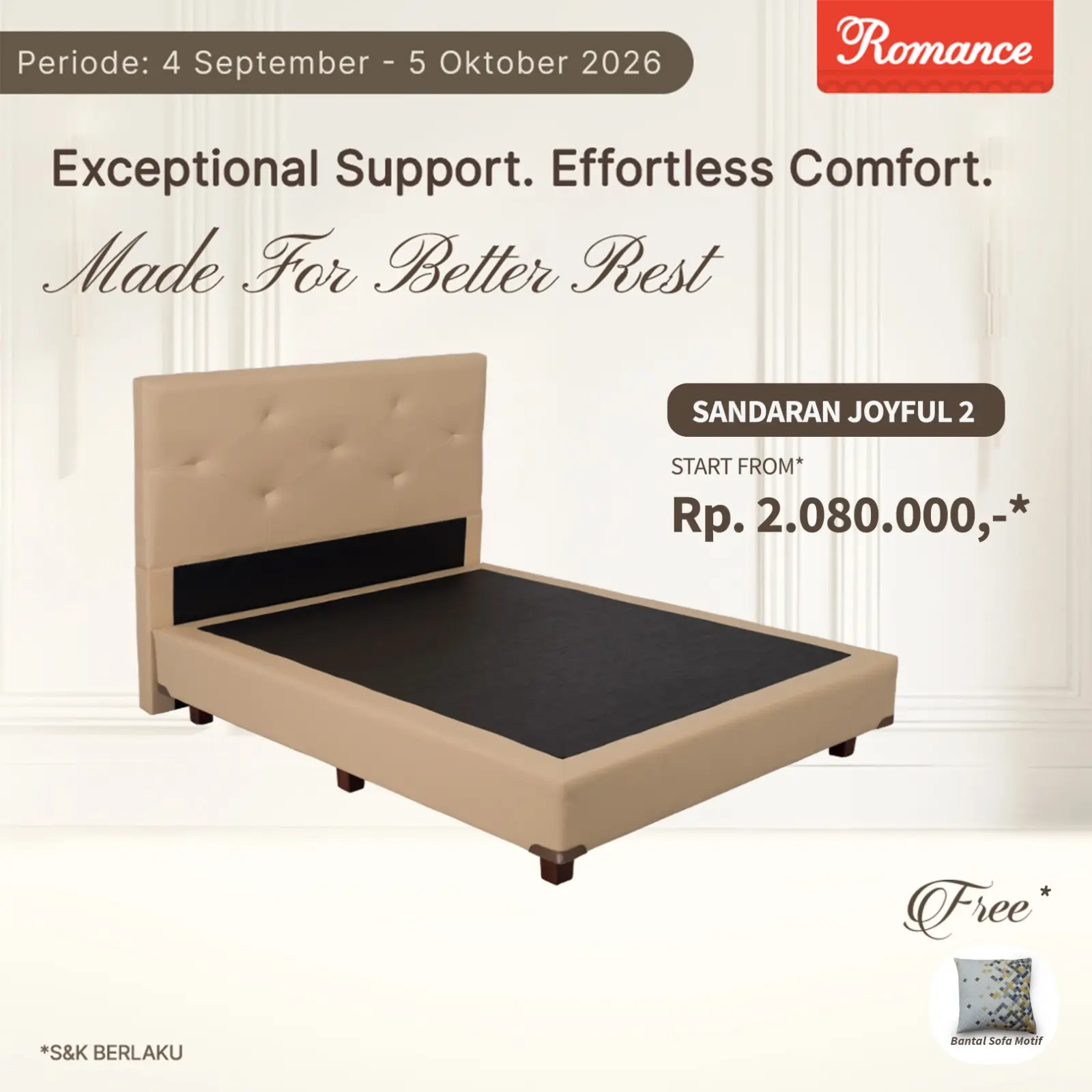 Romance - Sandaran dan Divan "JOYFUL 2 & 4" (Romance Grosir)