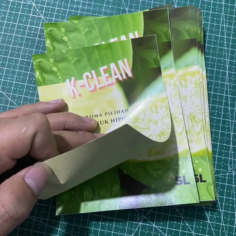CETAK STIKER LABEL KEMASAN PER 10 PCS -  STICKER UKURAN 15CM X 10CM BAHAN CHROMO GLOSSY / HVS 1