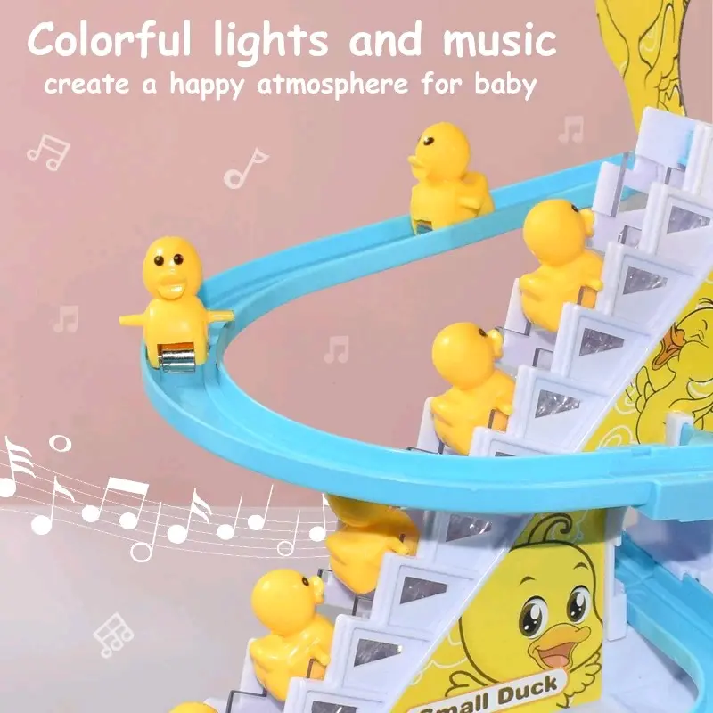 (bonus batrai) Mainan Anak Seluncur Tangga Bebek Musikal Lampu Toys Set Hadiah Cowok Cewek Koleksi Hello Kitty Cars Lorries & Trains Belajar 6