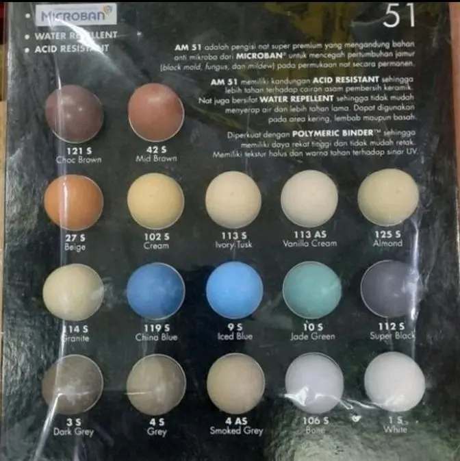 AM 51 PENGISI NAT KERAMIK TILE GROUT SUPER PREMIUM SEMUA WARNA