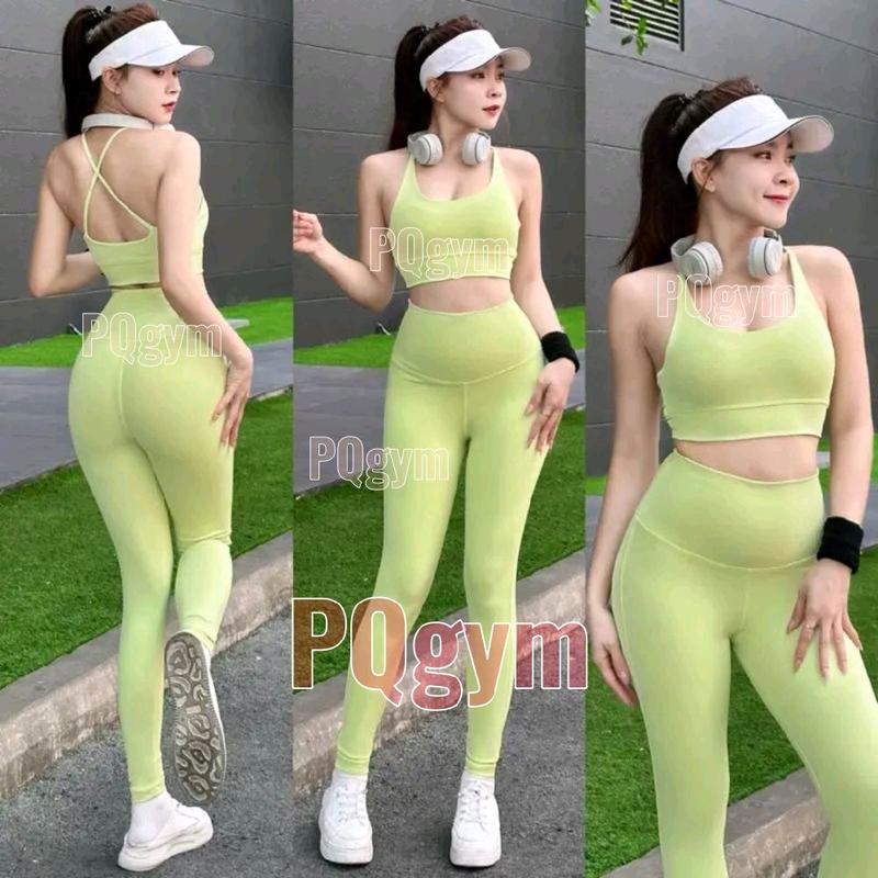 PQgym Sét Đồ Tập Gym-Yoga Thiết Kế 2 Dây Mảnh Sport Chất Liệu Poly2da Co Giãn 4C Tập Thể Dục Chạy Bộ Bộ Thể Thao Nữ