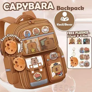 Tas Sekolah Anak-anak Capybara Kapasitas Besar Tas Sekolah Multifungsi Multi-lapis Tas Sekolah Anak-anak Capybara Tas Sekolah Siswa Sekolah Dasar Ransel Ortopedi Tas Sekolah Siswa Tahan Air Fashion