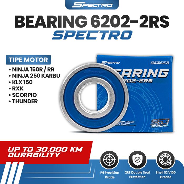 Gambar Spectro Wheel Bearing 6202-2RS Ninja 150R/RR Ninja 250 KLX 150 RXK Klaher Lahar Bearing Mesin Motor dari Spectro Official Store Kota Depok Tokopedia