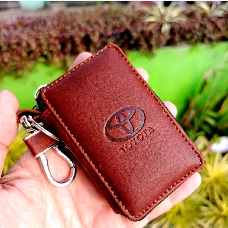 dompet kunci remote keyless dan STNK mobil Toyota kulit asli dobel karet 5