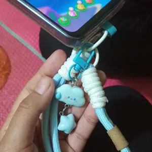 Gantungan HP Lucu [Tali Pendek & Liontin] Motif Awan Bintang - Aesthetic Korea, Universal untuk Semua HP