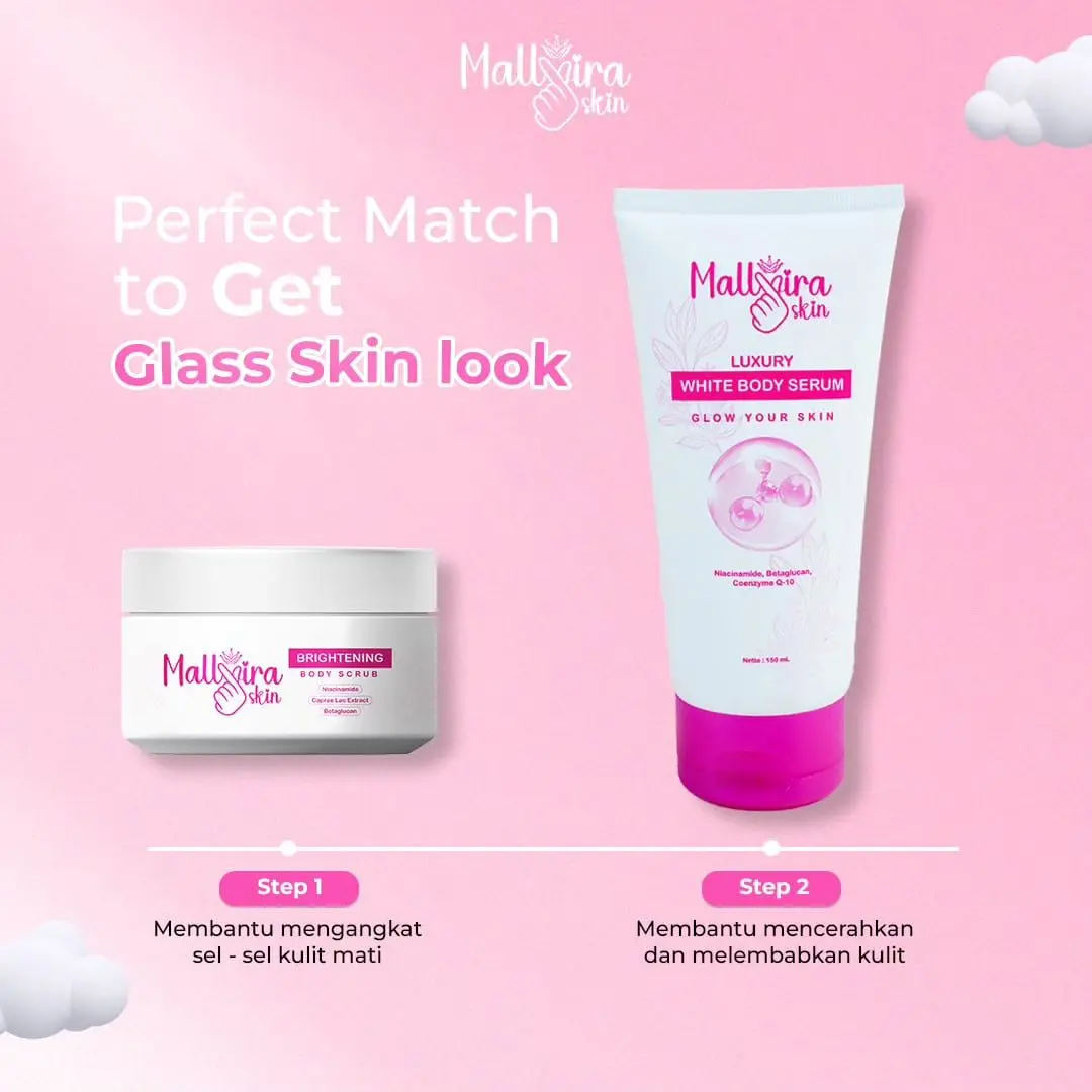 (COD)PAKET BUNDLING MALLVIRA SKIN BODY SERUM+BODY SCRUB/PEMUTIH BADAN/BPOM