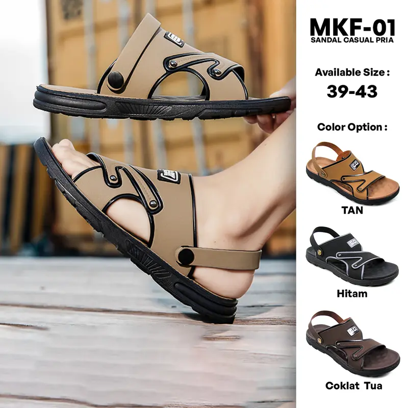 Sandal Kasual Pria Selop Terbaru dan Kekinian Kode Working MKF-01 Size 39 sd 43 6
