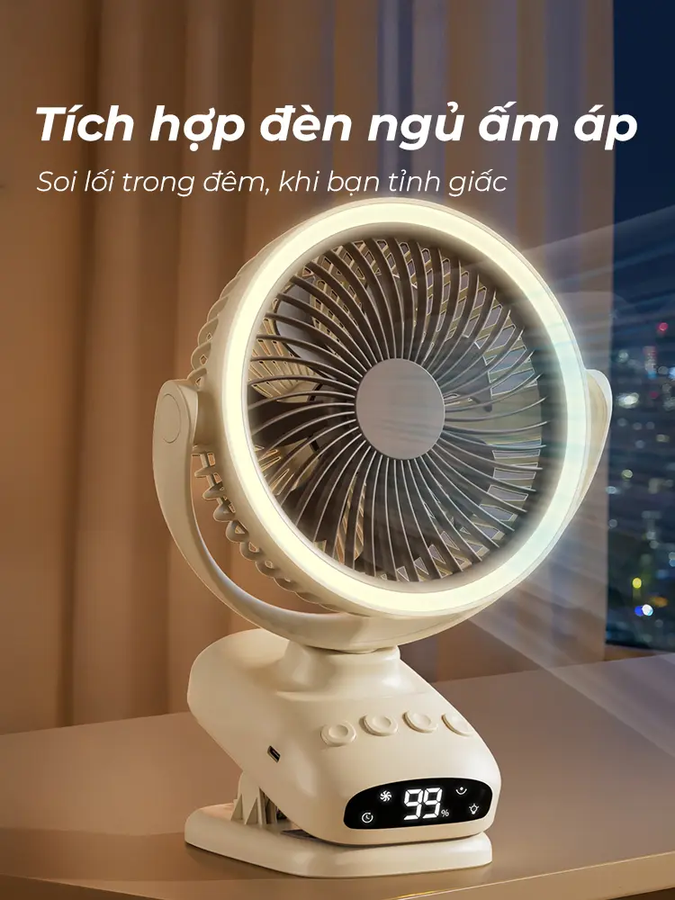 【 TỰ ĐỘNG XOAY 】Quạt Tích Điện, Quạt Kẹp, Quạt Để Bàn, 5 Chế Độ Gió, Công Suất 8W, Không Gây Tiếng Ồn, NKC52 [Bảo Hành 6 Tháng] | BigBuy360 - bigbuy360.vn