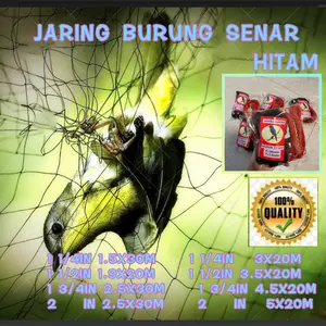 Jaring Burung Warna Hitam Panjang ± 20M Siap Pakai untuk Menangkap Burung Tipe Jaring Burung Kondisi Siap Pakai NO.2,3,4,5,6,7,8