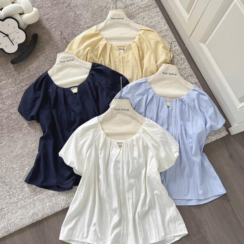 Áo babydoll cổ tròn tay bồng chất gió thô mềm mát freesize dưới 60kg B5