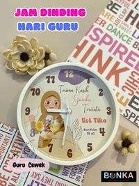 Gambar Bonekahandmadesukasuka Jam Dinding Premium Hari Guru Diameter 20 cm Bisa Request Karakter & Foto Custom Ucapan Kado Spesial Guru Unik Lucu - Guru Cewe Hijab dari Bonekahandmadesukasuka Kota Surakarta 5 Tokopedia