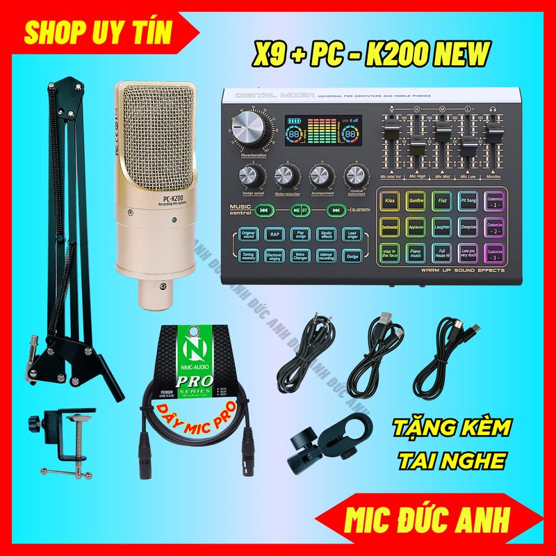 Bộ Sound Card X9 2025 Kết Hợp Mic PC K200 New Chuyên Thu Âm Livestream Âm Thanh Sống Động Độ Bền Cao Phụ Kiện Âm Thanh Hay