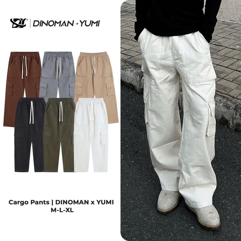 Quần Cargo Pant Kaki Túi Hộp DINOMAN Chất Liệu Kaki Dày Dặn Đã Xử Lý 300gms Dáng Suông Rộng Nam Nữ Dễ Phối Đồ - QTH01