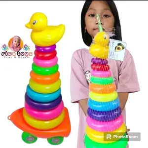MAINAN RING DONAT SUSUN JUMBO, ADA RODANYA Anak Bebek Toys Plastik Belajar