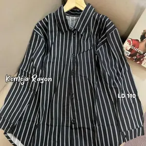 Kemeja salur atasan wanita bahan rayon premium