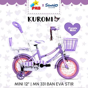 SEPEDA ANAK PEREMPUAN 12 INCH PMB SANRIO KUROMI MN331 BAN EVA STIR