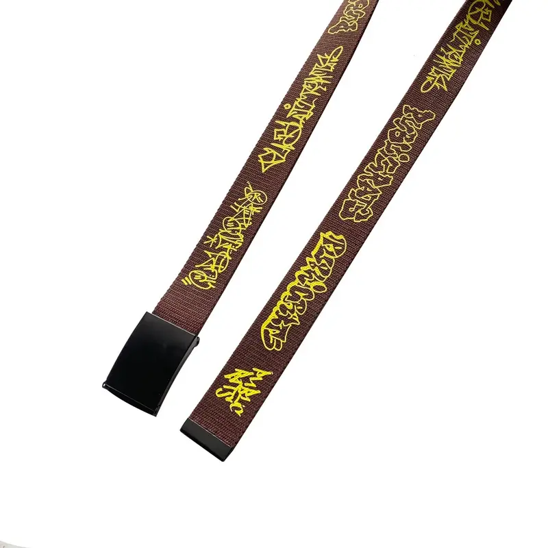 BELT PUBLIC RATS CANVAS GRAFITY BROWN YELLOW - IKAT PINGGANG PUBLIC RATS 1