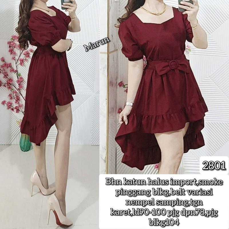 Product Introduction of 2801 - Dress bhn Katun halus import, smoke pinggang blkg, BELT Variasi 19