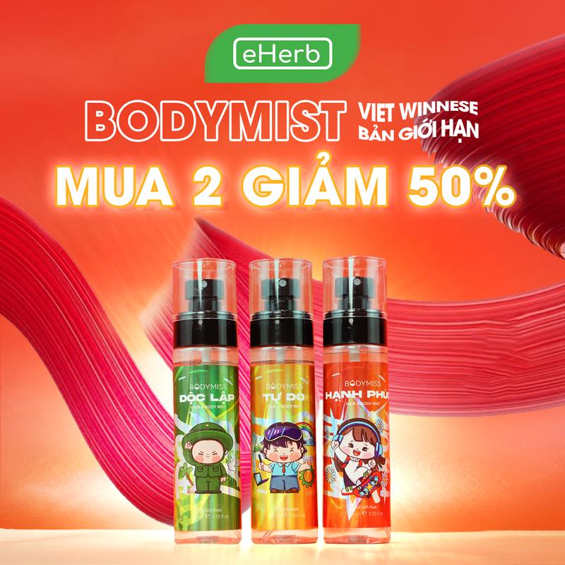 MUA 2 GIẢM 50% - VIET Bodymist Xịt Thơm Nước Hoa Nam Nữ EHERB - Xịt Thơm Body Nam Unisex BODYMISS Phù Hợp Đi Học Hẹn Hò - Xịt Khử Mùi Cho Nam - Nước Hoa Mini Hair Mist Perfume Cosmetic Fragrance Women Mỹ Phẩm Chính Hãng