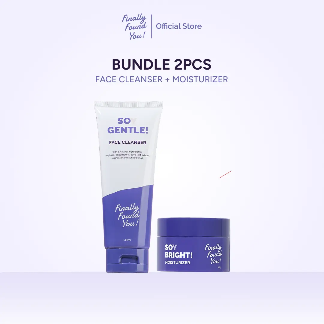 Finally Found You! SOY Happy To Meet You! Series Bundle 2in1 Face Cleanser and Makeup Remover 100mL + 2in1 Moisturizer and Primer Makeup 30gr Perawatan Untuk Semua Jenis Kulit Wajah