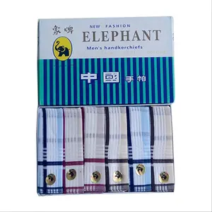 Saputangan Pria Katun Motif Garis Garis - Random Campur Warna 1 Kotak, 6 Pcs Aksesoris