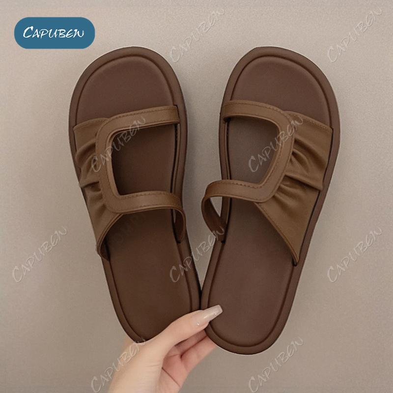 CAPUBEW รองเท้าแตะ ดีไซน์เรียบง่าย ลายน่าระทึกใจ ใช้ได้ทั้งในร่มและ ...