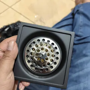 Floor Drain Saringan Kamar Mandi Otomatis Hitam Stainless Tutup Penutup Saluran Air Anti Karat Smart Floor Drain Anti Bau Serangga Tikus Kecoa Anti Banjir Keran