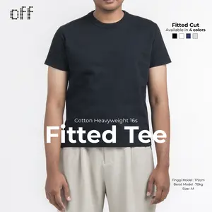 off - 245GSM Classic Fitted Tee 16s | T-Shirt Kaos Potongan Fit Cut Lengan Pendek Cotton Heavyweight in Black Unisex Pria Wanita COD