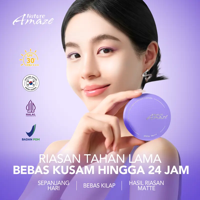 [3-day promotion] Only 100 pcs ! Korean Premium Natural Amaze Air Cushion Foundation 12g | 4-in-1: sunscreen, foundation, makeup setting, skin care | 24-hour long-lasting | Niacinamide + Vitamin C + Centella | acne-prone skin friendly | BPOM&Halal 0