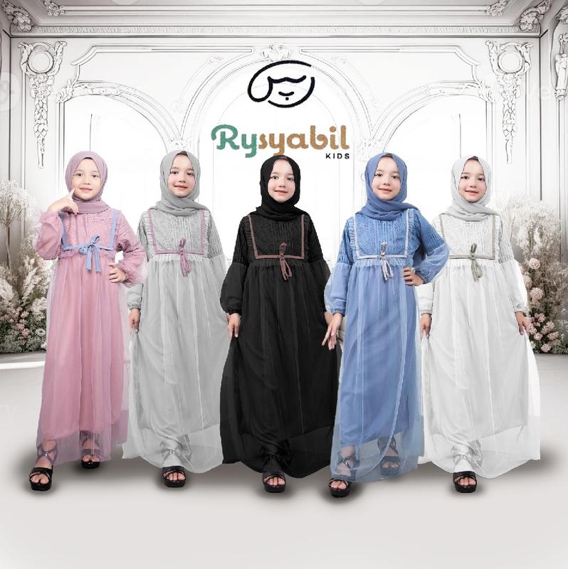 Queenzha Dress Gamis Anak Tile Brukat Pesta Mewah Murah 2-10 Tahun 1